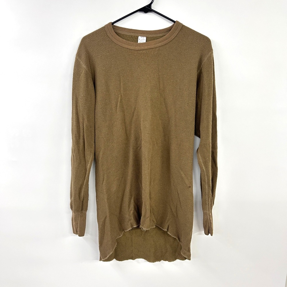 VTG Gorpcore Thermal Long Sleeve Shirt XL Brown Waffle Knit Earthy Grunge